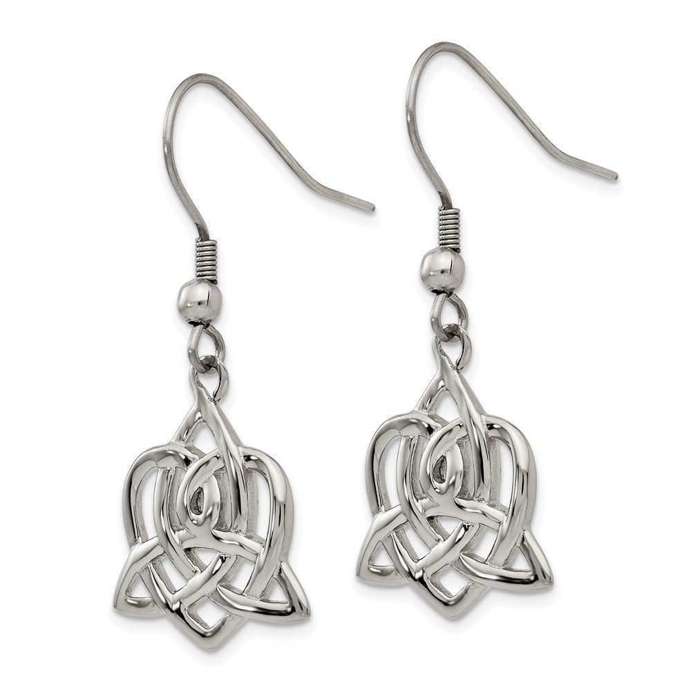 Stainless Steel Polished Heart Trinity Knot Shepherd Hook Earrings