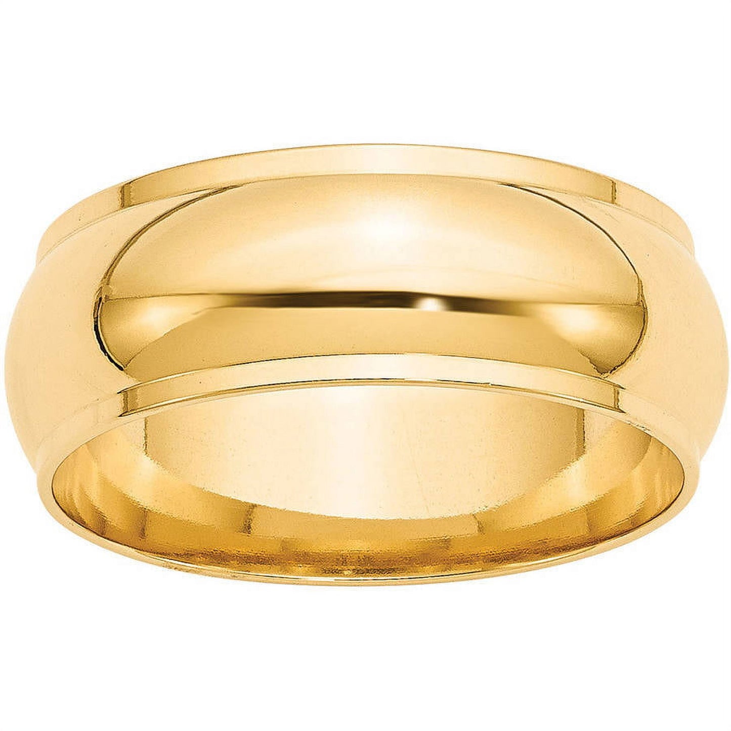 14k Yellow Gold 8mm Half Round with Edge Wedding Band Size 10