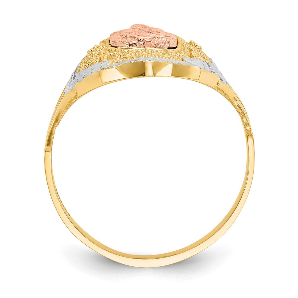 14K Two-tone w/White Rhodium Filigree Guadalupe Ring Size 8