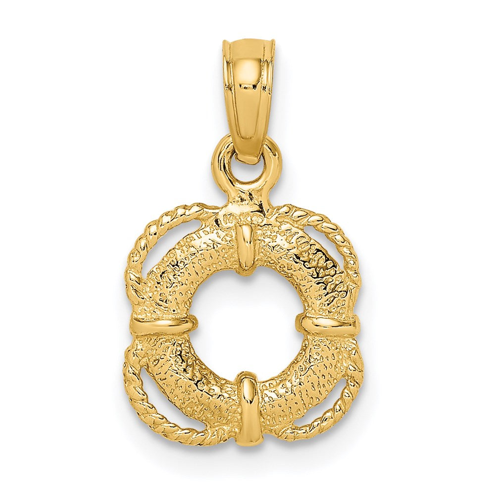 14K 3-D Lifesaver Charm With Rope Trim Charm