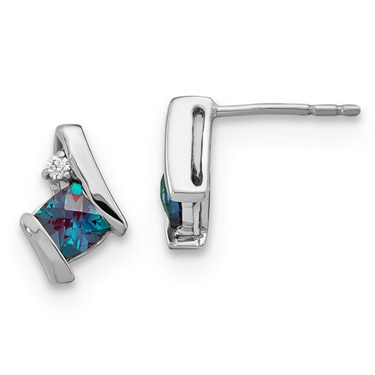 10kw Created Alexandrite & Diamond Earrings