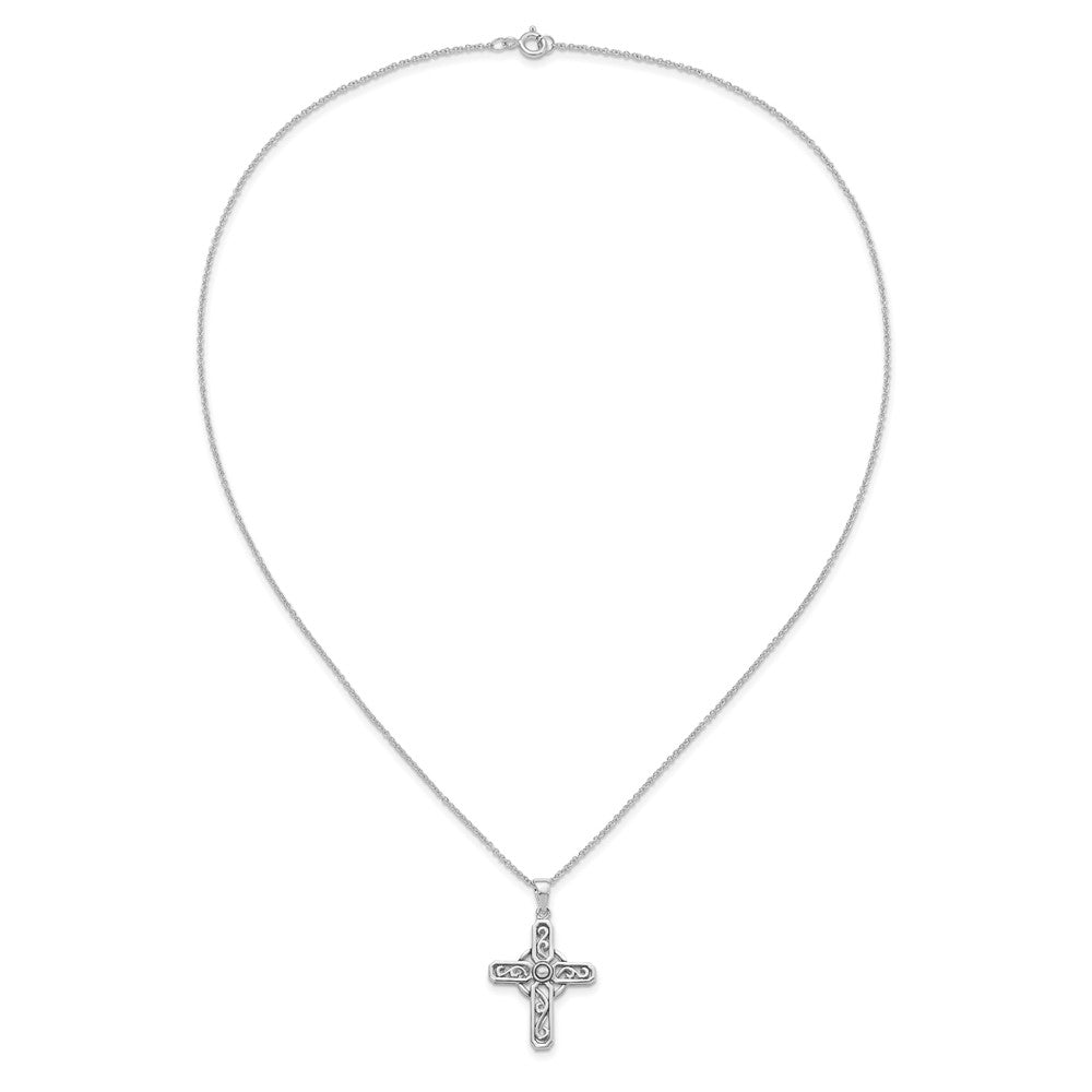 Sentimental Expressions Sterling Silver Rhodium-plated Prayer Cross 18in. Necklace 18 Inches