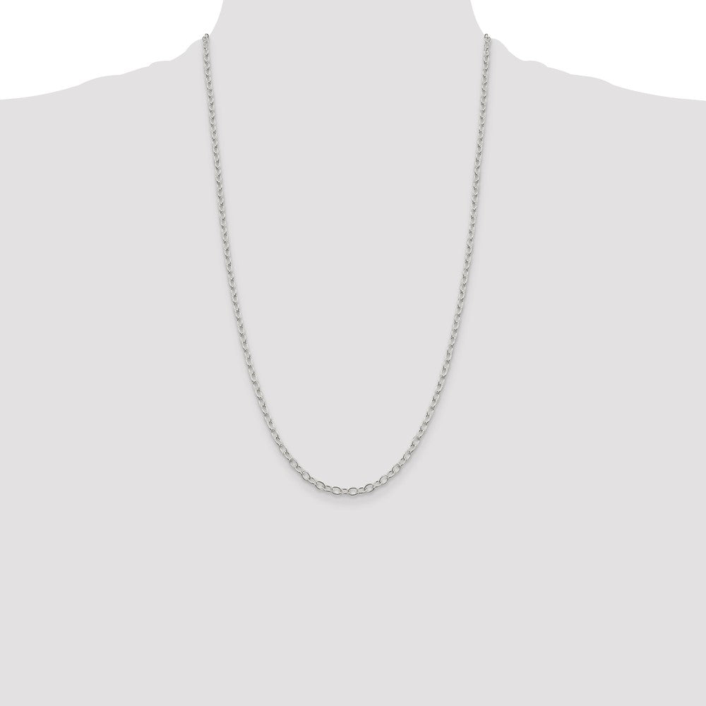 Sterling Silver 3.4mm Oval Cable Chain 26 Inches