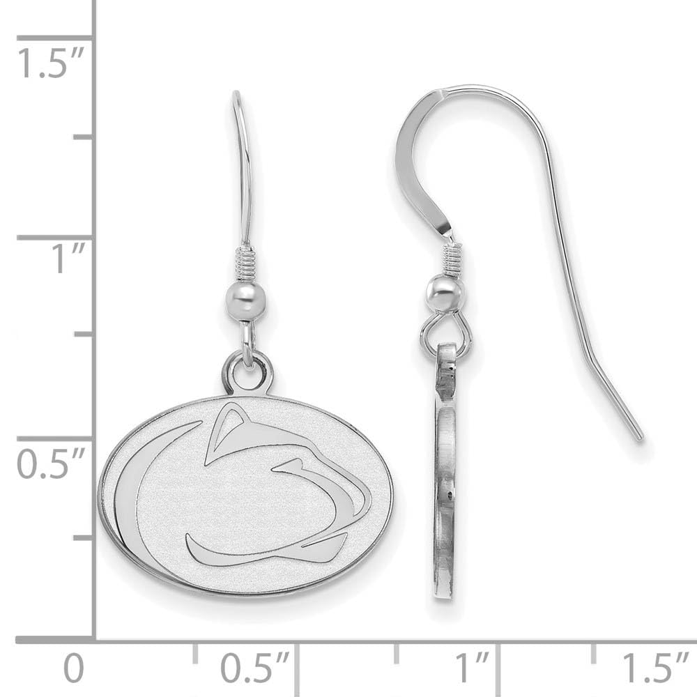 Sterling Silver Rhodium-plated LogoArt Penn State University Lion Small Dangle Wire Earrings Q-SS005PSU