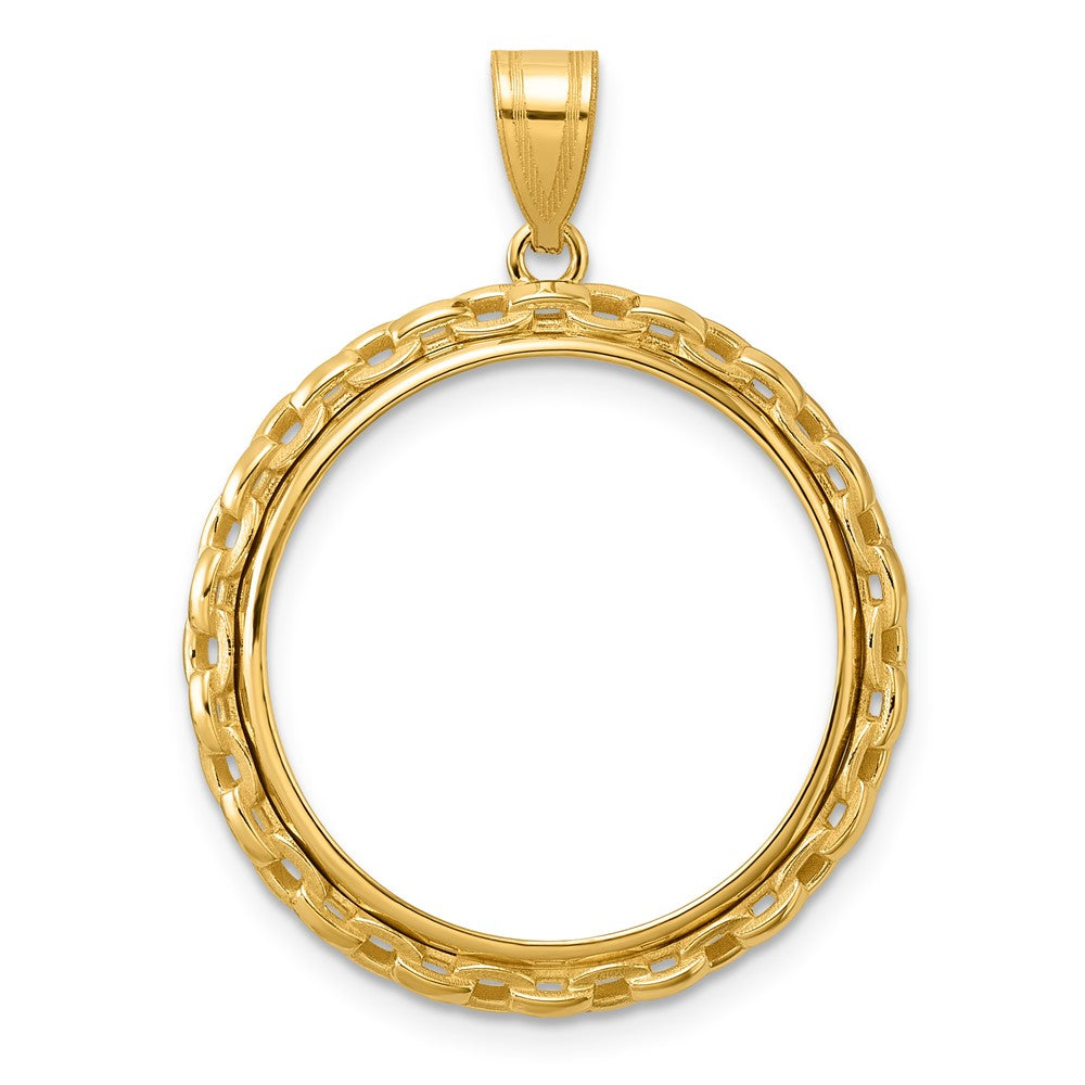 14k Polished Box with 22.0mm Prong Coin Bezel Pendant