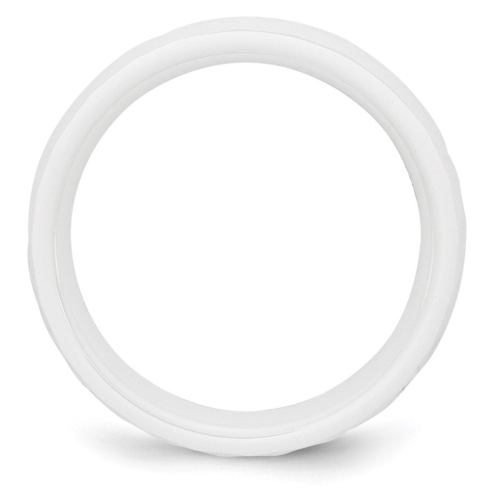 Ceramic White 6mm Faceted Polished Band Size - 7
