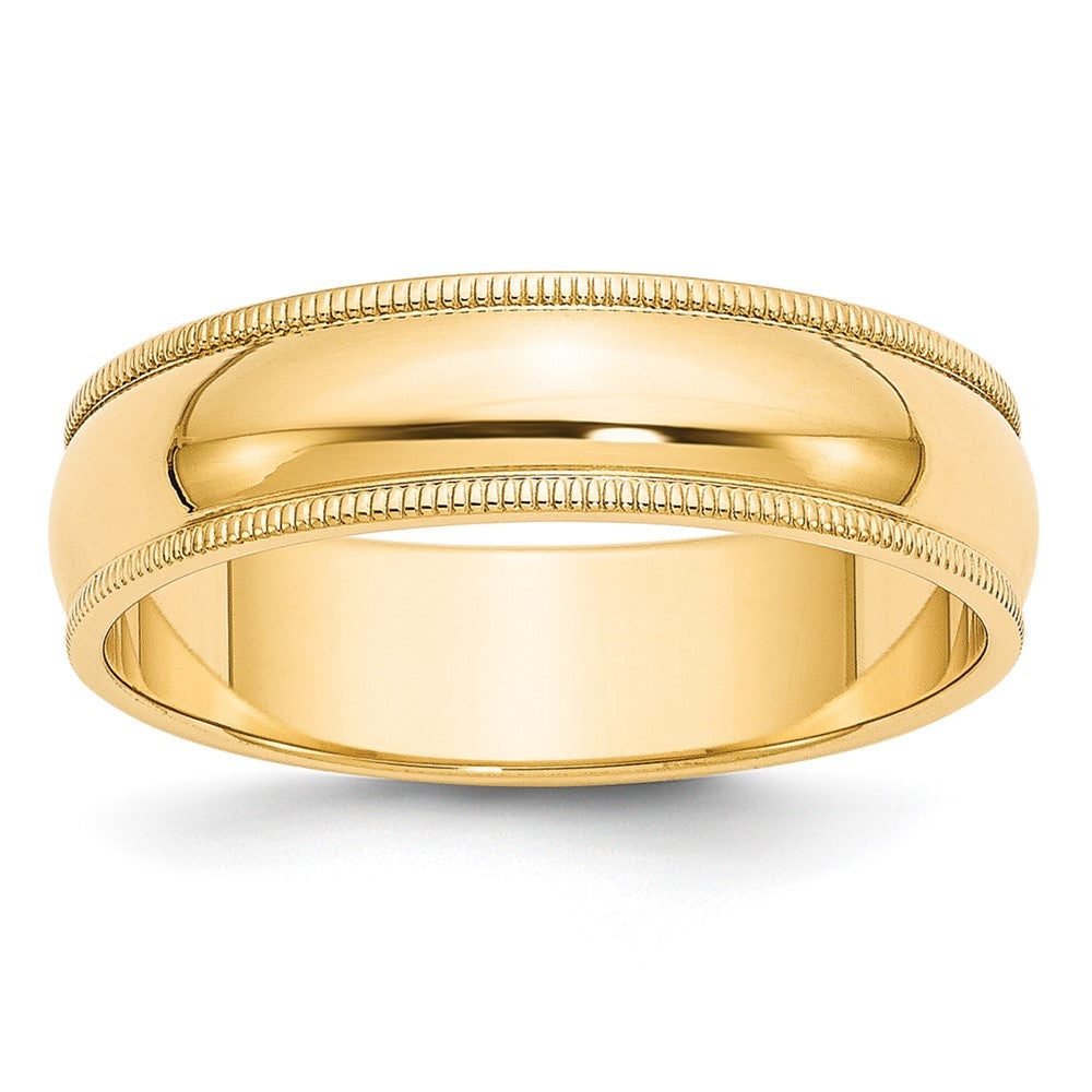 10k Yellow Gold 6mm Milgrain Half Round Wedding Band Size 6