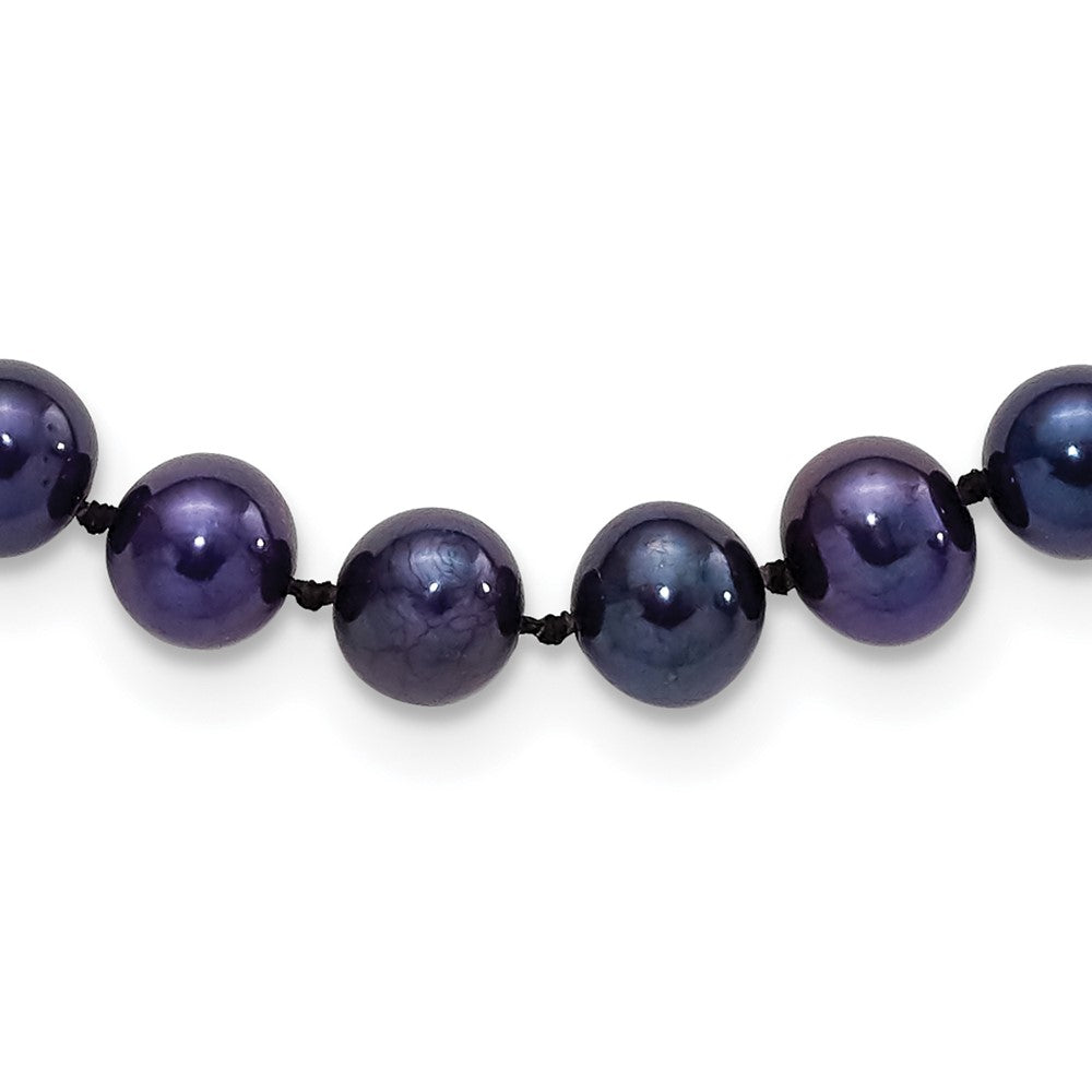 Sterling Silver Rhodium-plated 6-7mm Black Near-Round Freshwater Cultured Pearl 20 inch Necklace 20 Inches