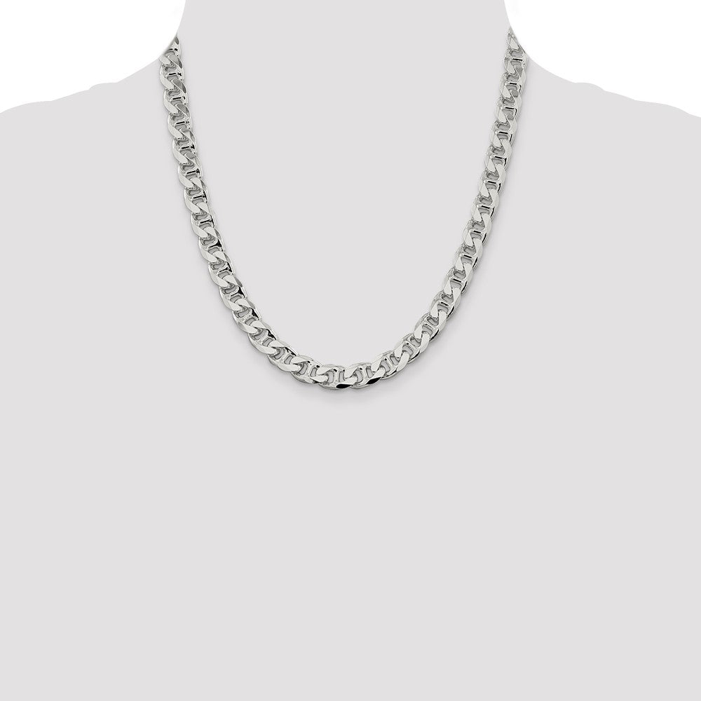 Sterling Silver 9mm D/C Flat Anchor Curb Chain 20 Inches