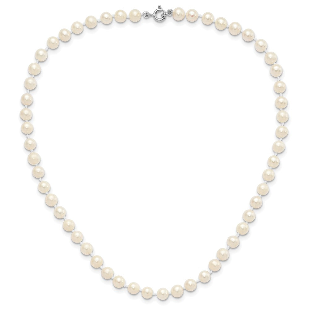 Sterling Silver Madi K Rhodium-plated 5-6mm White Semi-Round Freshwater Cultured Pearl 12 inch Necklace, 4 inch Bracelet & Button Post Earrings Set