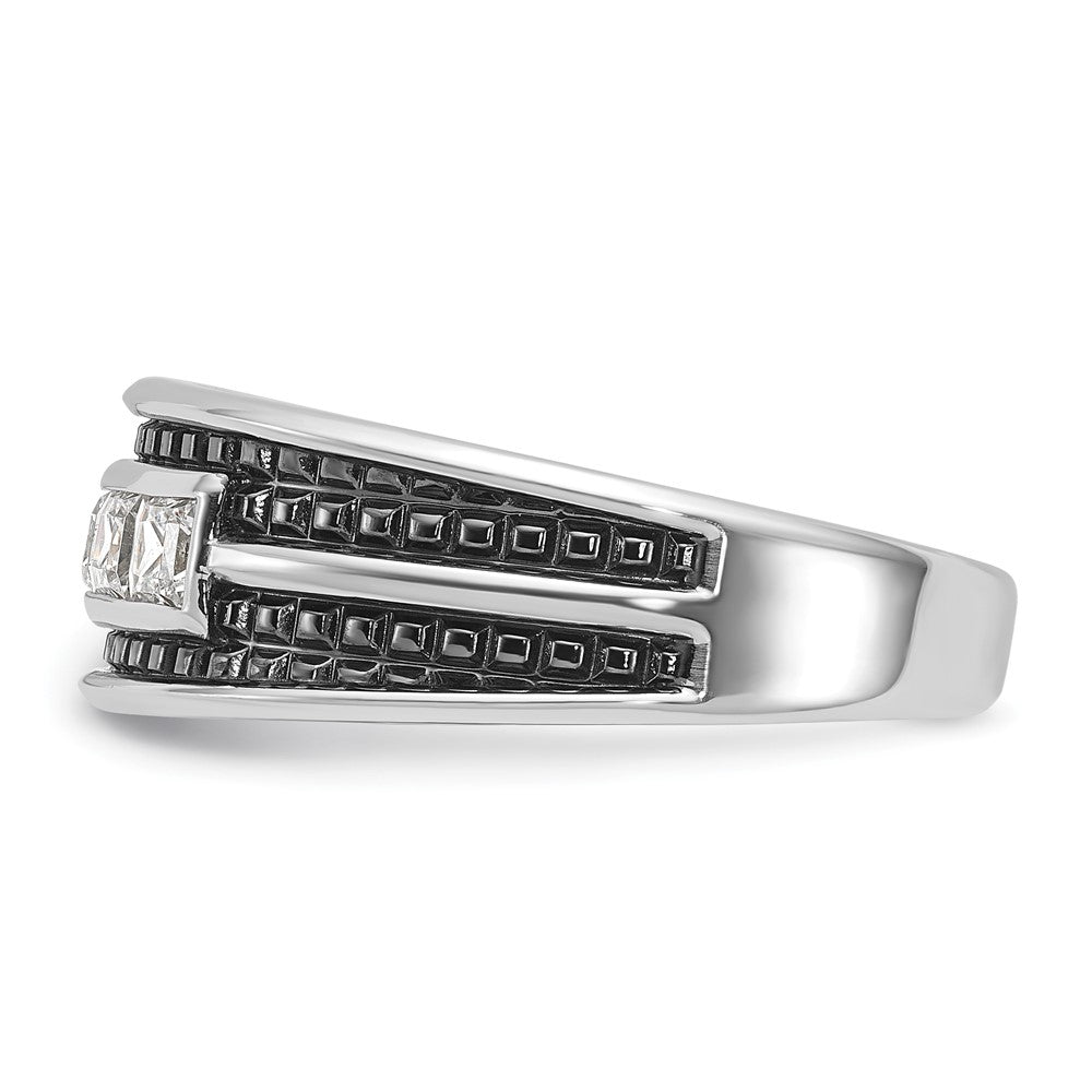 IBGoodman 14k White Gold Men's Polished and Textured Square 5-Stone Ring Mounting