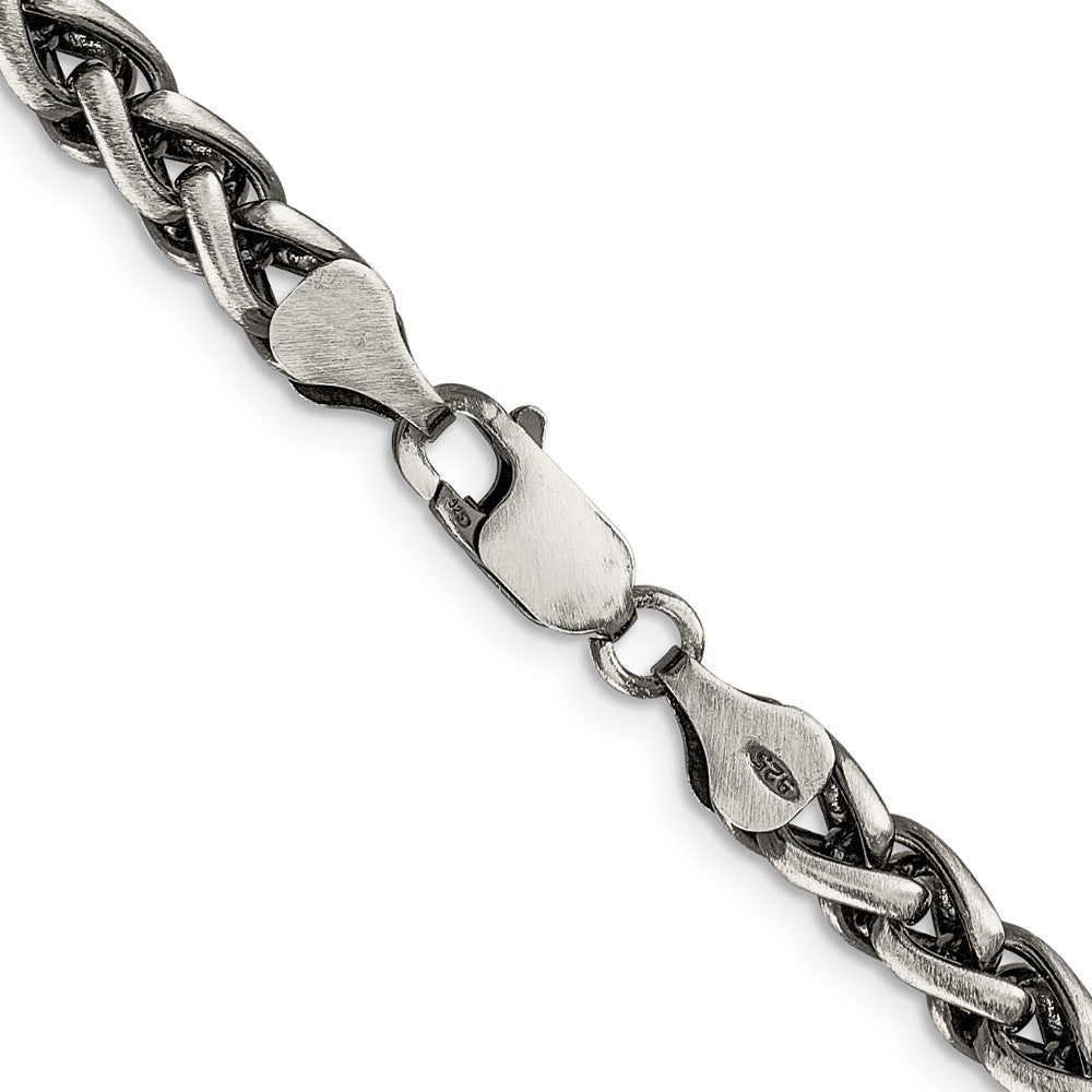 Sterling Silver Antiqued 6mm Round Spiga Chain 22 Inches
