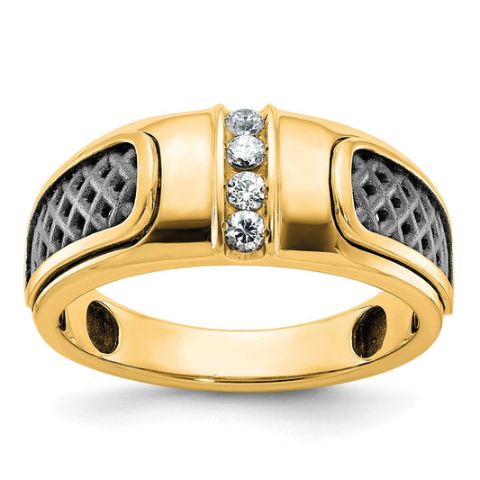 10k IBGoodman Men's w/Black Rhodium Diamond Complete Ring