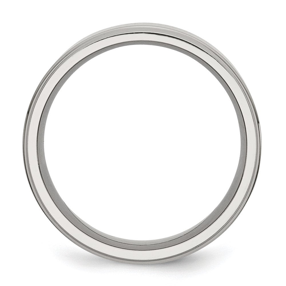 Stainless Steel Polished 8mm Ridged Edge Band Size - 9.5