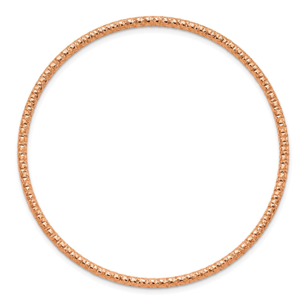Stainless Steel Polished Textured Rose IP-plated 2mm Slip on Bangle 8 inches