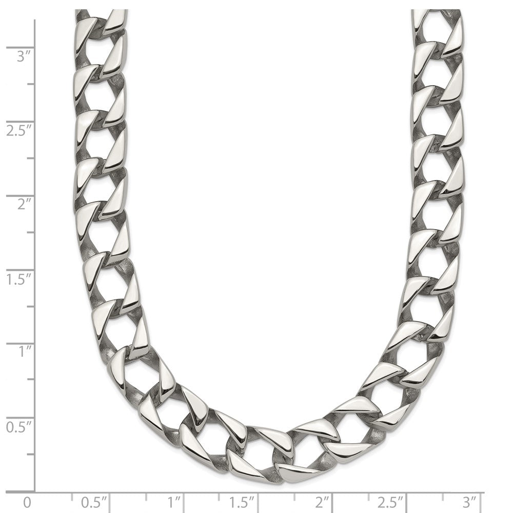 Stainless Steel Polished Square Link 24in Necklace