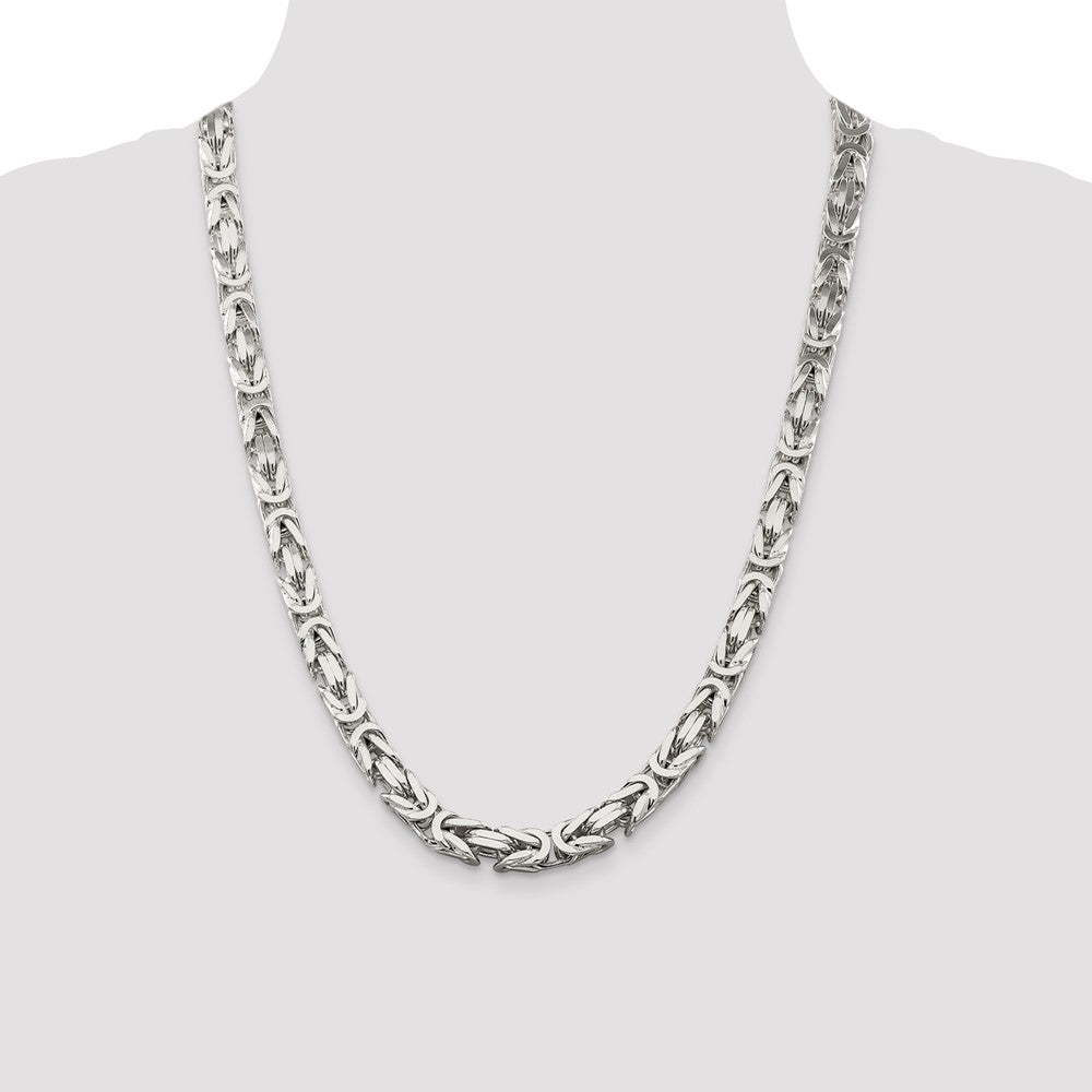 Sterling Silver 8.25mm Byzantine Chain 24 Inches
