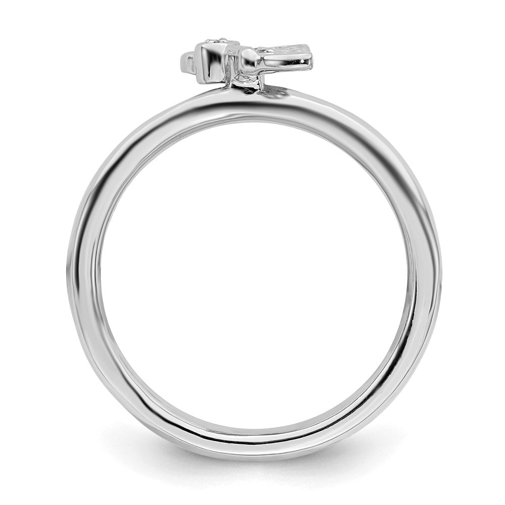 Sterling Silver Stackable Expressions Rhodium Butterfly w/Diamond Ring Size -10