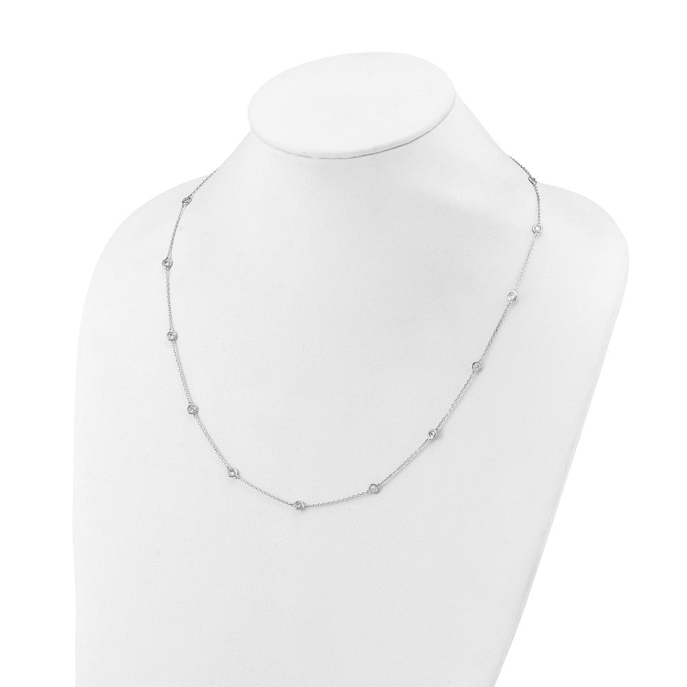 Sterling Shimmer Sterling Silver Rhodium-plated 3mm CZ 15 Stone 15 Station 22 inch Necklace 22 Inches