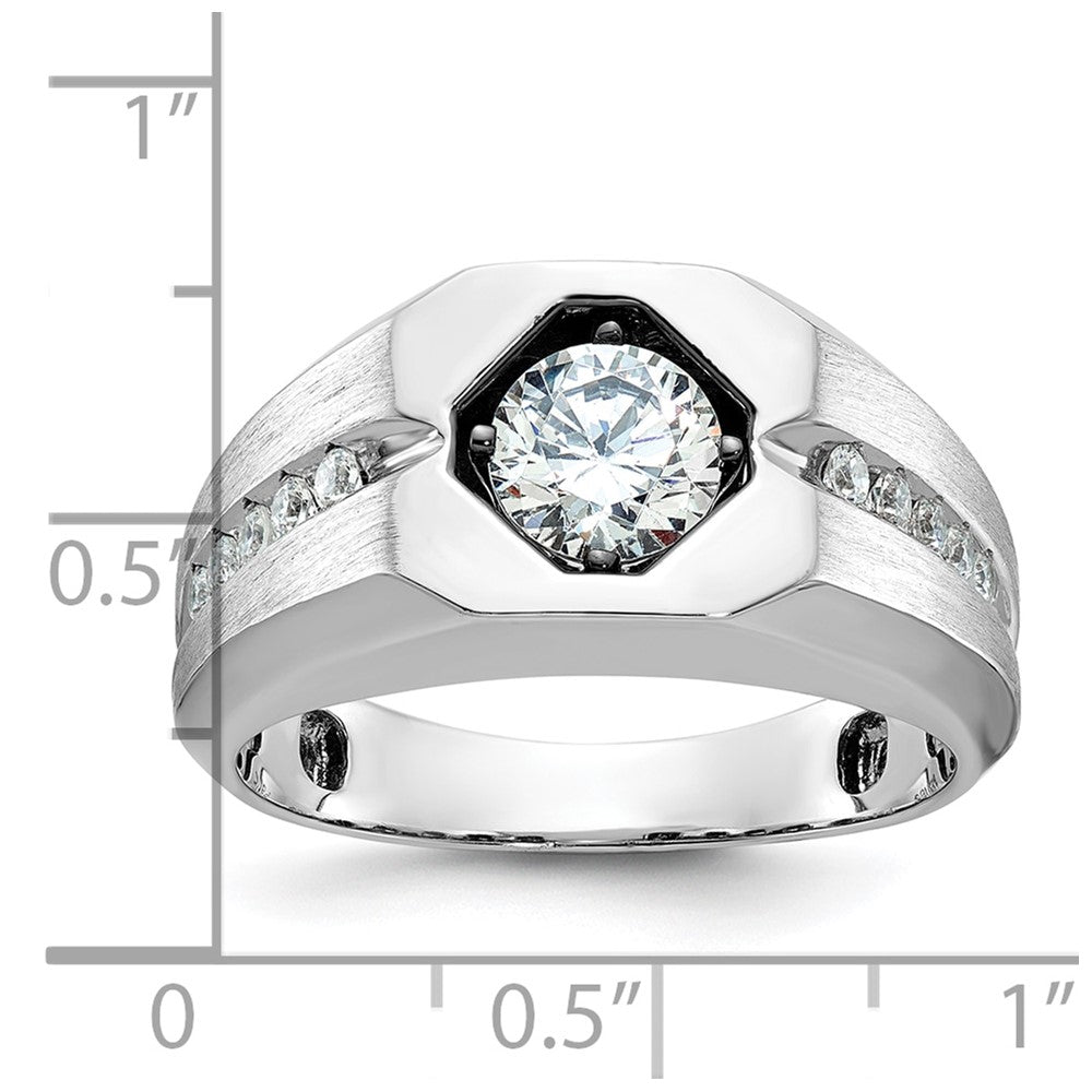 14k White Gold IBGoodman Men's Polished and Satin 1/5 carat Diamond Semi-mount Ring