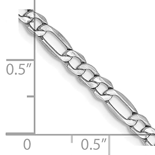 14K White Gold 9 inch 3.5mm Semi-Solid Figaro with Lobster Clasp Chain