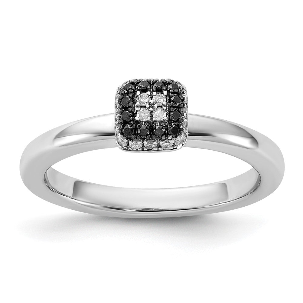 Sterling Silver Stackable Expressions Black & White Diamond Ring
