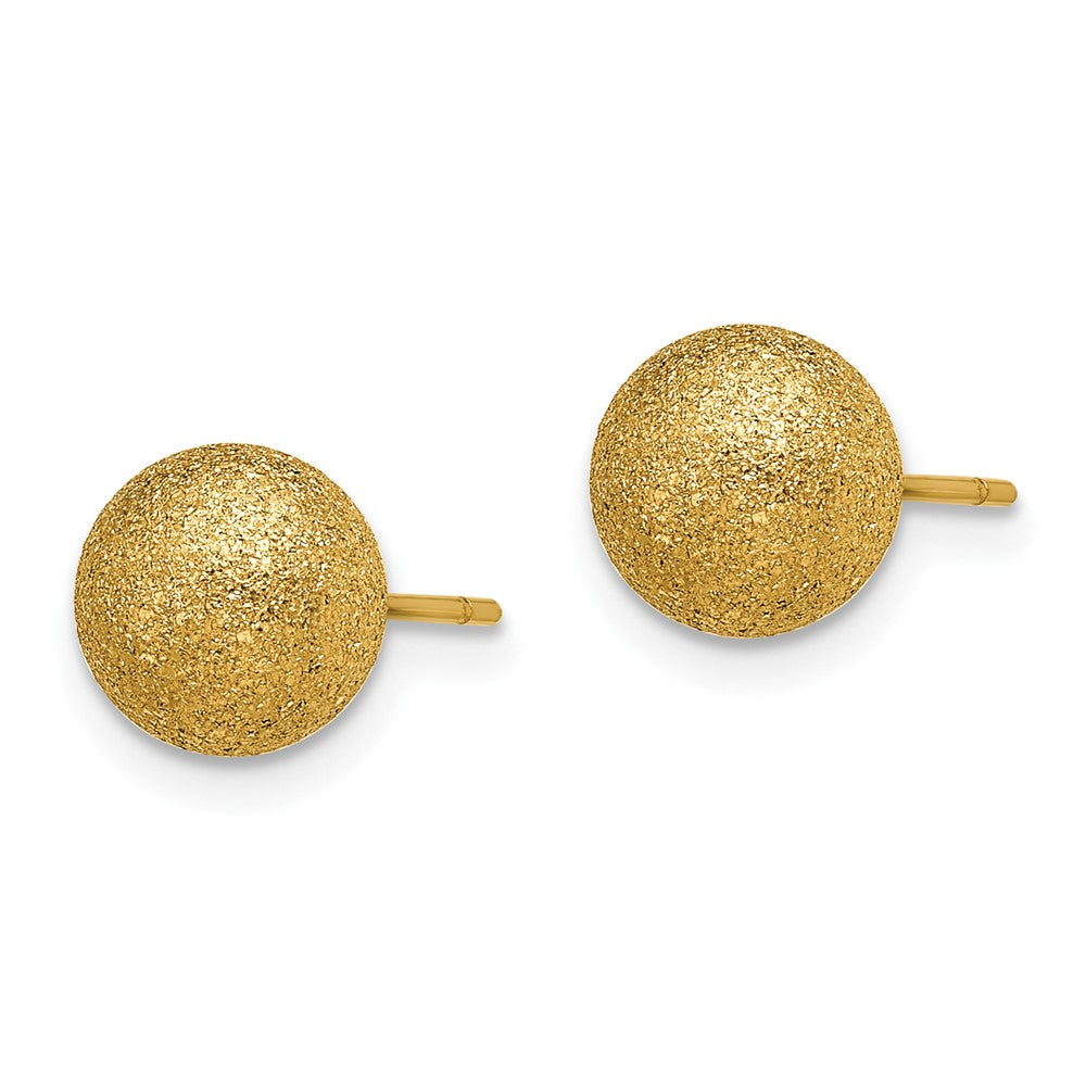 Stainless Steel Polished Laser cut Yellow IP-plated 8mm Ball Post Earrings
