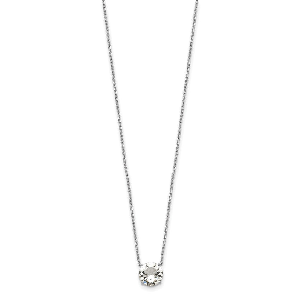 Sterling Silver Rhodium Plated Clear Swarovski Crystal 16.5 inch Necklace with 2 inch extension