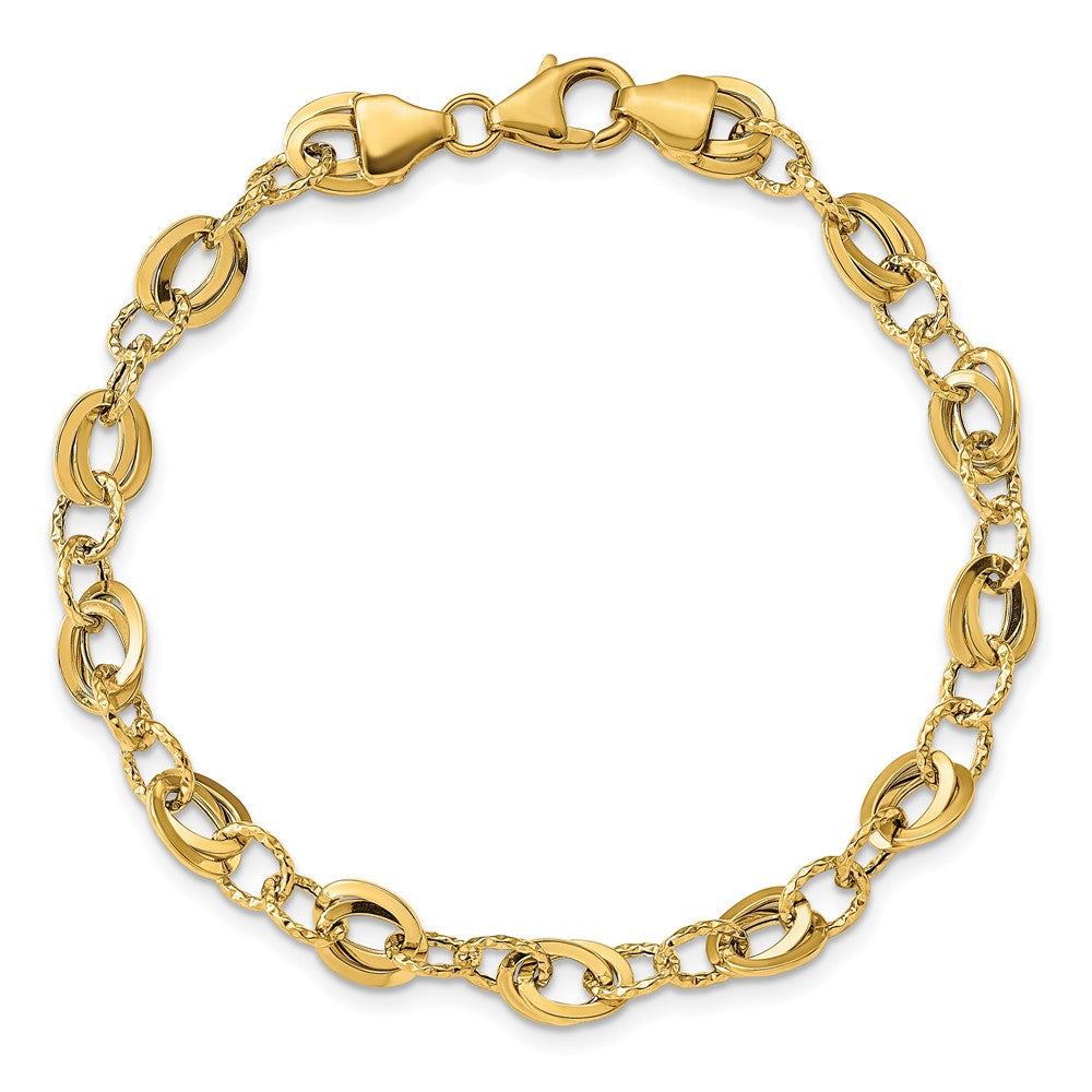 14k D/C Fancy Link Bracelet 7.5  inches