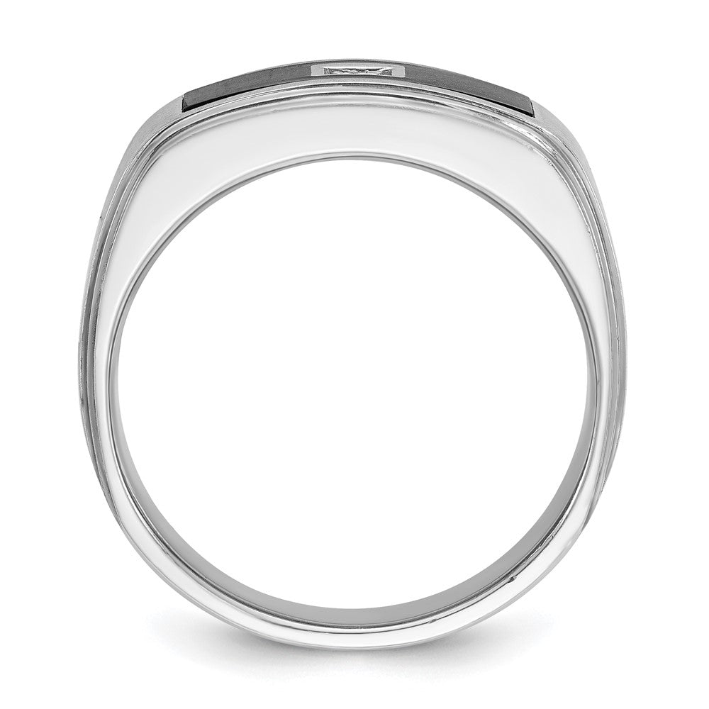 IBGoodman 14k White Gold Men's Polished Satin and Grooved Ring Mounting