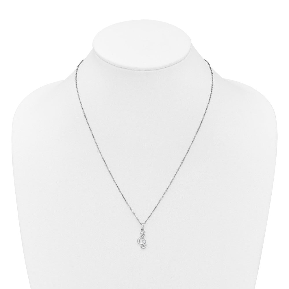 White Ice Sterling Silver Rhodium-plated Diamond Music Note 18 inch Necklace plus 2 inch Extender