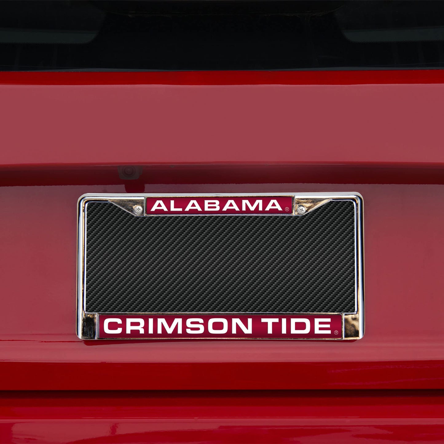 Collegiate U of Alabama Red Laser Chrome Acrylic License Plate Frame QGC6984