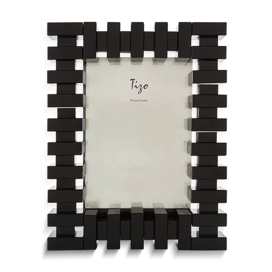 Black Brick Pattern Crystal Glass 5x7 Photo Frame
