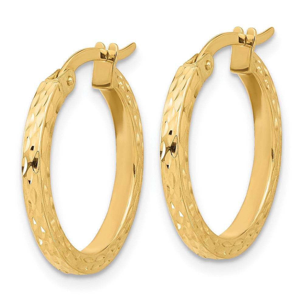 14K Diamond-cut Hoop Earrings