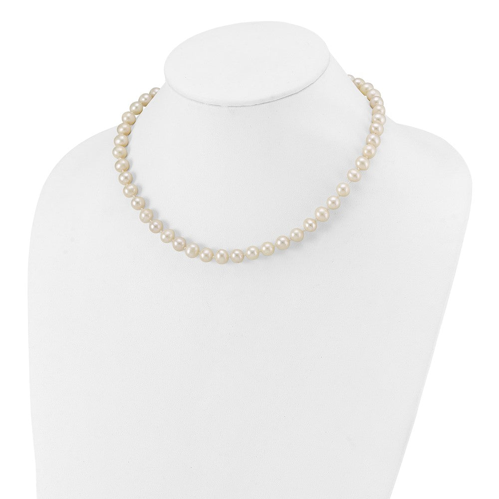 Sterling Silver Rhodium-plated 7-8mm White Near-Round Freshwater Cultured Pearl 16 inch Necklace 16 Inches