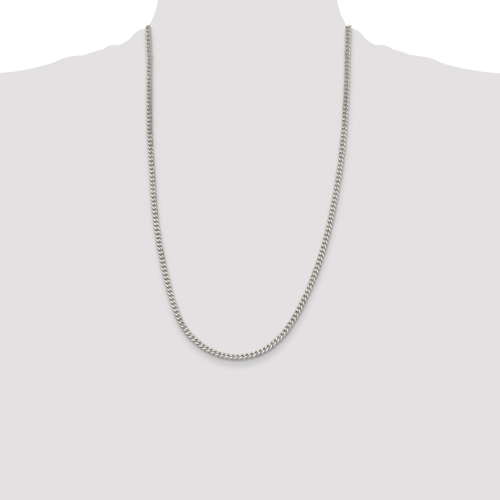 Sterling Silver Rhodium-plated 3.5mm Curb Chain 26 Inches
