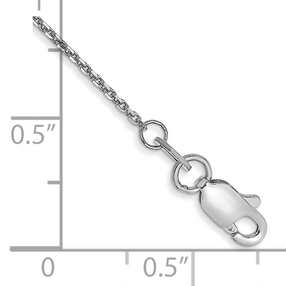 14K White Gold 10 inch .95mm Diamond-cut Cable with Lobster Clasp Anklet