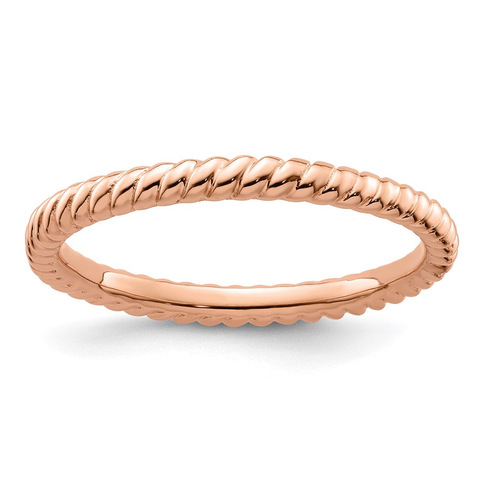 Sterling Silver Stackable Expressions Pink-plated Twisted Ring Size -10