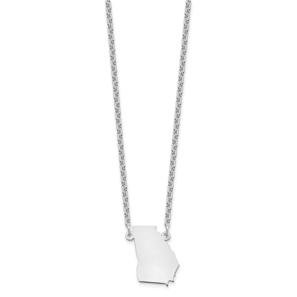 Sterling Silver/Rhodium-plated Georgia State Necklace
