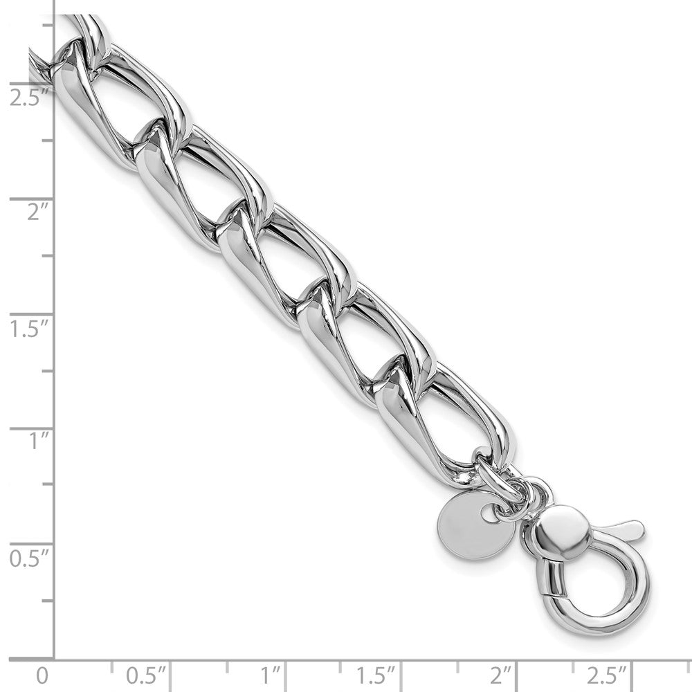 SS RH-plated Polished Fancy Link w/.5in ext. Bracelet 7.5  inches