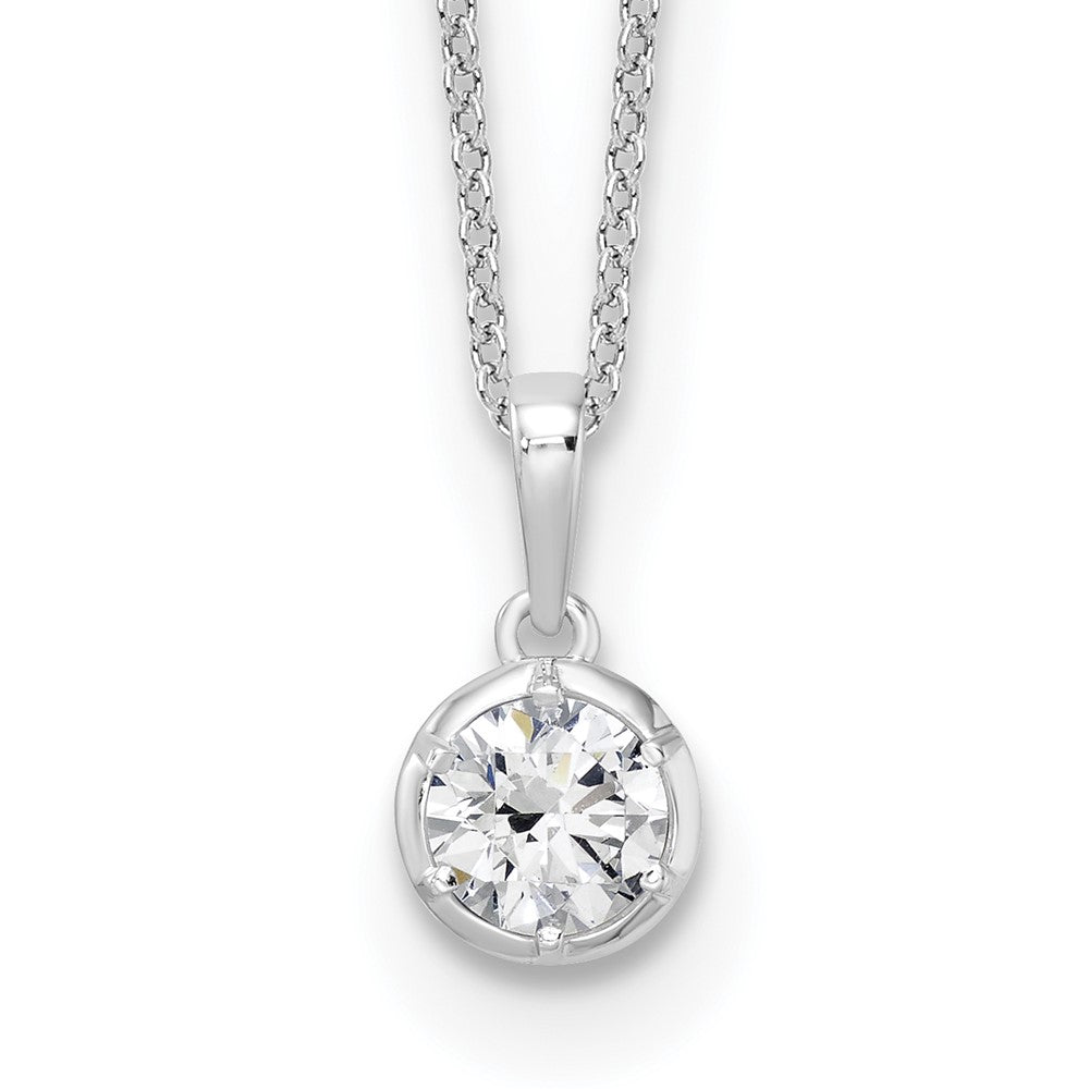 True Origin 14K White Gold 5/8 carat Lab Grown Diamond VS+ F+ Complete 18 in Round Solitaire Necklace