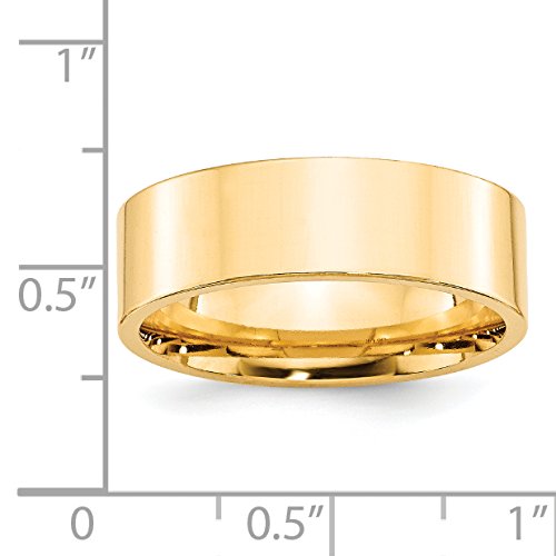 14k Yellow Gold 7mm Standard Weight Flat Comfort Fit Wedding Band Size 9.5