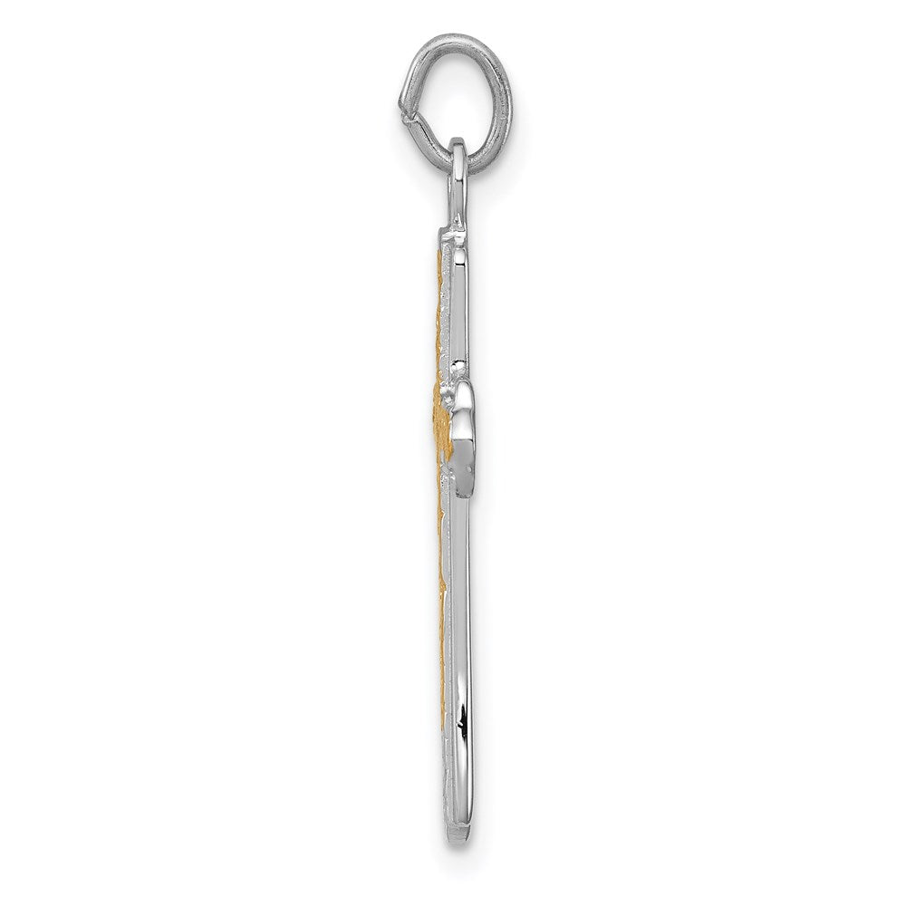 Sterling Silver Rhodium-plated & 18k Gold-plated Cross Charm