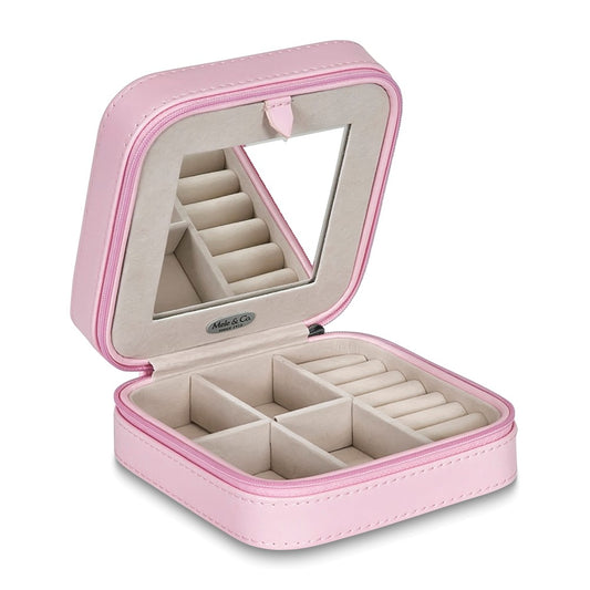 Blush Pink Vegan Leather Multiple Compartment Travel Jewelry Case