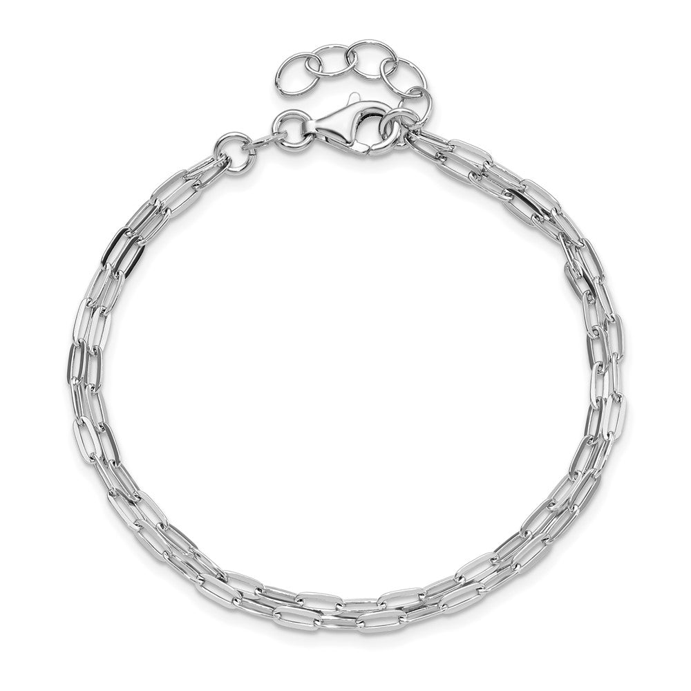 Sterling Silver Rhodium-plated Multi-strand w/ 1in Bracelet 8  inches