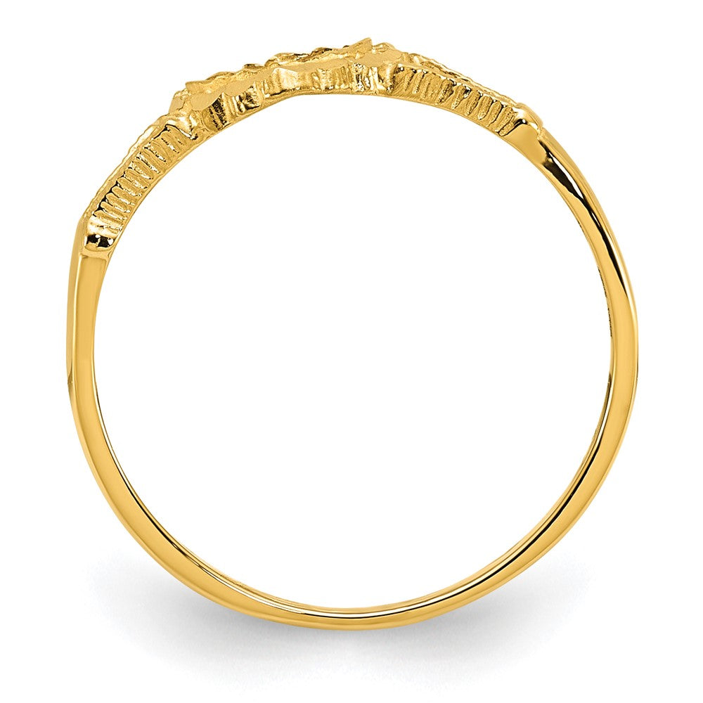 14K Diamond-Cut Childs Heart & Cross Ring Size 4