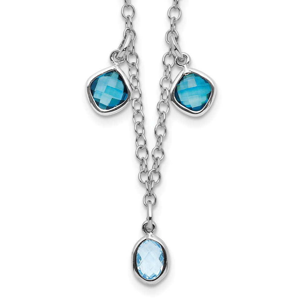 Sterling Silver Rhod-plat London and Sky Blue Topaz w/ 2in ext. Necklace 18 Inches