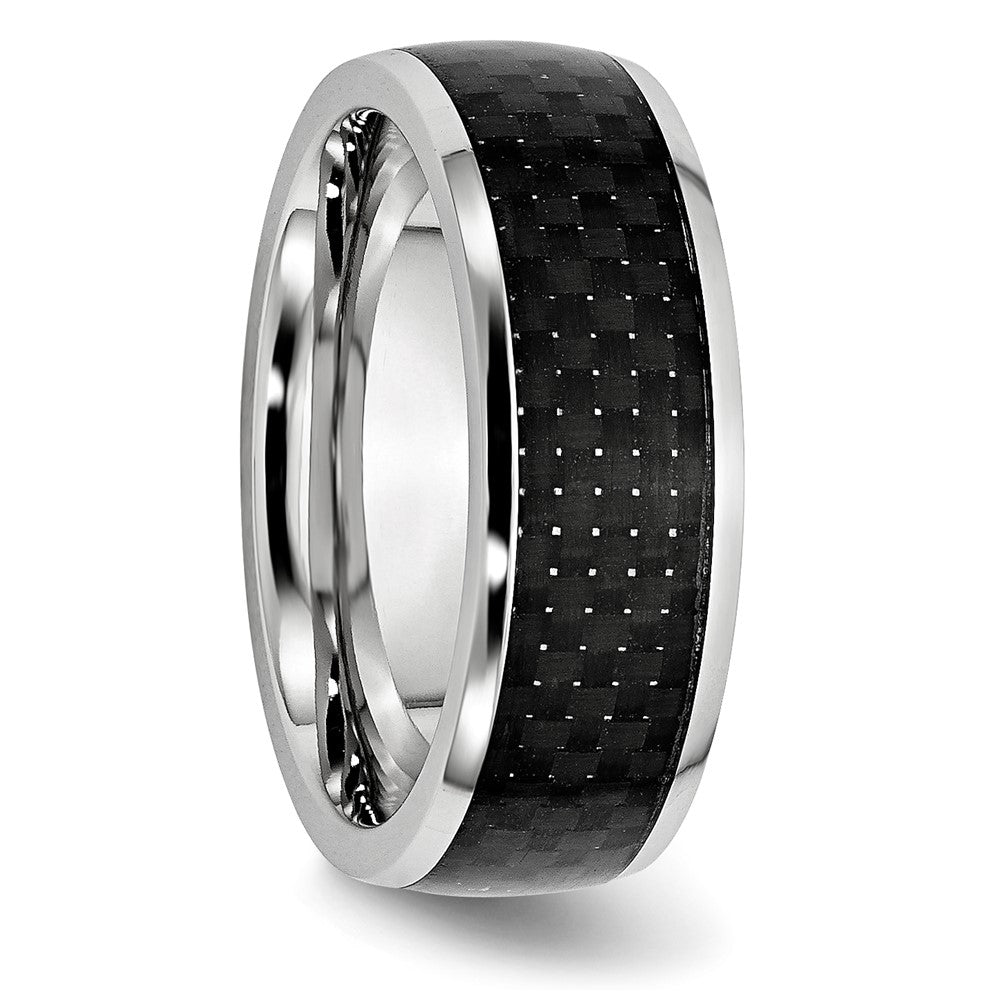 Cobalt Polished Black Carbon Fiber Inlay 8mm Band Size - 10.5