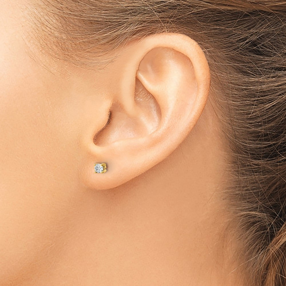 14k Yellow Gold 1/5 ctw Certified Lab Grown Diamond VS+ F+ Round 4 Prong Heavy Wt. Stud Earrings