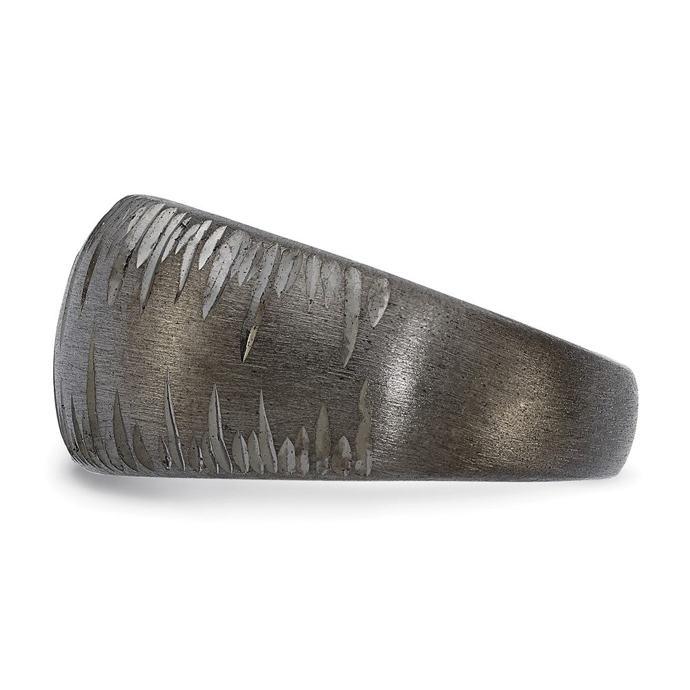 Sterling Silver Ruthenium-plated Brushed & D/C Ring